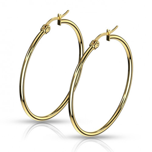 Pozlátené oceľové náušnice - kruhy 40 mm