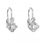 Strieborné detské náušnice kvietky, číre zirkóny