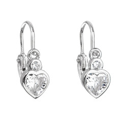 Strieborné dětské náušnice, číra srdiečka