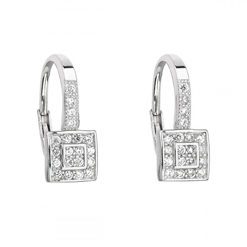 Strieborné náušnice štvorčeky so zirkónmi