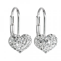 Dievčenské strieborné náušnice srdiečka s kryštálmi Crystals from Swarovski® Crystal
