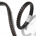 Kožený náramok s oceľovou sponou, dĺžka 21,5 cm