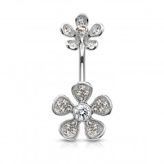 Piercing do pupku s čírymi zirkónmi