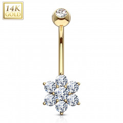 Zlatý piercing do pupku - kvietka, Au 585/1000