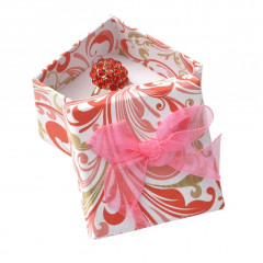 Darčeková krabička na prsteň s ružovou mašľou