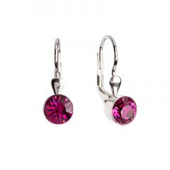 Strieborné náušnice s kryštálmi Crystals from Swarovski® Fuchsia