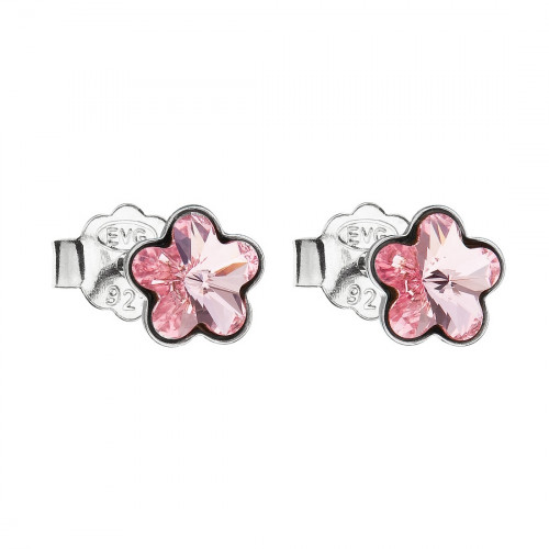 Strieborné náušnice kvietky Crystals from Swarovski® Rose