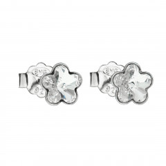 Strieborné náušnice kvietky Crystals from Swarovski® Crystal