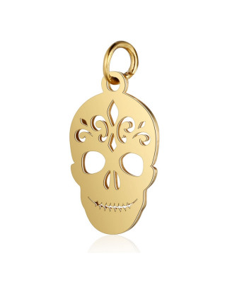 Malý pozlátený oceľový prívesok lebka