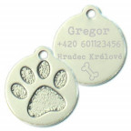 Hliníková psia známka labka veľká