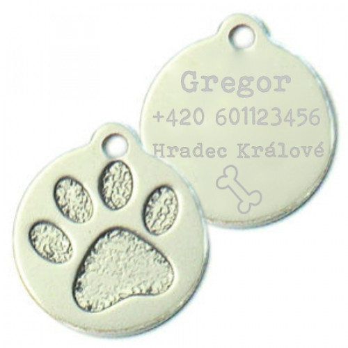 Hliníková psia známka labka veľká