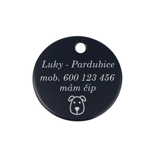 Hliníková psia známka okrúhla 25 mm