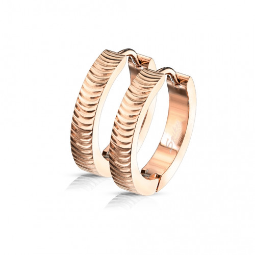 Pozlátené oceľové náušnice s vrúbkami