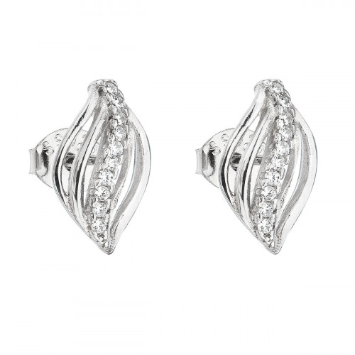 Strieborné náušnice vlnky so zirkónmi
