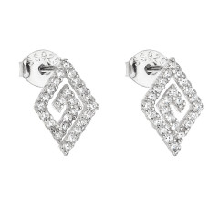 Strieborné náušnice kosoštvorca so zirkónmi