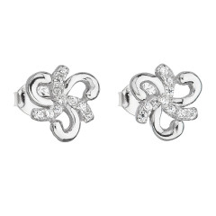 Strieborné náušnice s kvietkami so zirkónmi