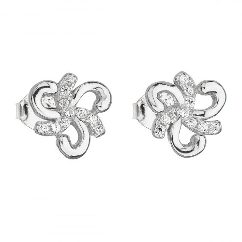 Strieborné náušnice s kvietkami so zirkónmi