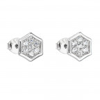Strieborné náušnice šesťuholníky so zirkónmi