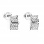 Strieborné náušnice pyramídy so zirkónmi