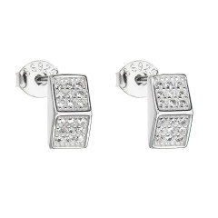 Strieborné náušnice pyramídy so zirkónmi