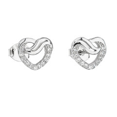 Strieborné náušnice srdca so zirkónmi