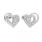 Strieborné náušnice srdiečka so zirkónmi