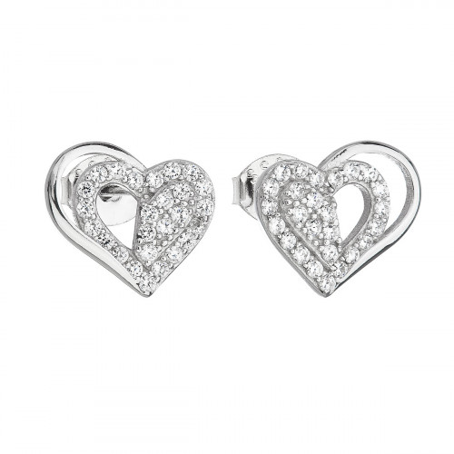 Strieborné náušnice srdiečka so zirkónmi