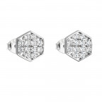 Strieborné náušnice šesťuholník so zirkónmi