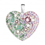 Strieborný prívesok s kryštálmi Swarovski mix farieb srdce sakura