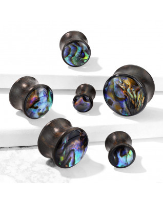 Drevený plug do ucha s perleťou