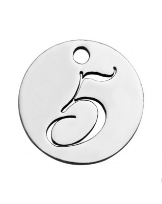 Drobný okrúhly oceľový prívesok - číslica