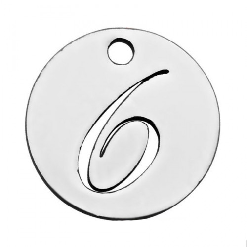 Drobný okrúhly oceľový prívesok - číslica