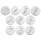 Drobný okrúhly oceľový prívesok - číslica