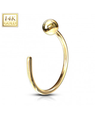 Zlatý piercing do nosa kruh, 0,8 x 8 mm, Au 585/1000