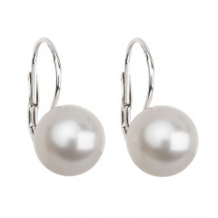 Strieborné náušnice s perlou Preciosa® White