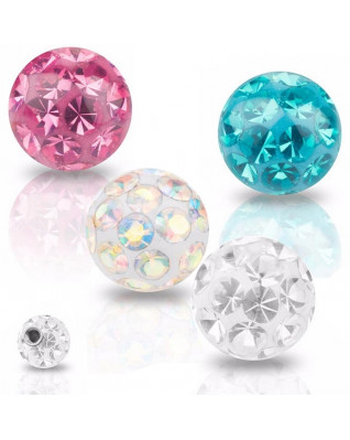 Náhradná gulička s kryštálmi Swarovski®, 6 mm, závit 1,6 mm
