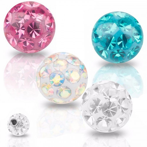 Náhradná gulička s kryštálmi Swarovski®, 6 mm, závit 1,6 mm