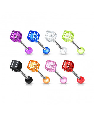 Piercing do jazyku - hracia kocka
