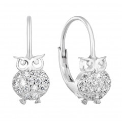 Strieborné dívčí náušnice malej sovy