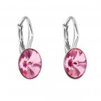 Strieborné náušnice s kryštálmi Crystals from Swarovski® ROSE