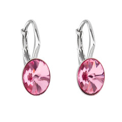 Strieborné náušnice s kryštálmi Crystals from Swarovski® ROSE