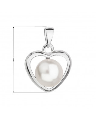 Strieborný prívesok srdca s perlou Crystals from Swarovski