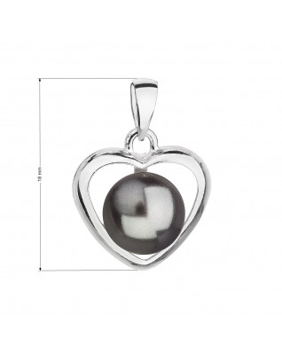 Strieborný prívesok srdca s perlou Crystals from Swarovski