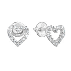 Strieborné náušnice srdiečka so zirkónmi