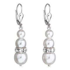 Strieborné náušnice s perličkami Crystals from Swarovski® White