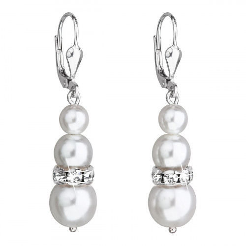 Strieborné náušnice s perličkami Crystals from Swarovski® White