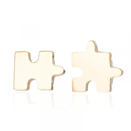 Pozlátené oceľové náušnice PUZZLE
