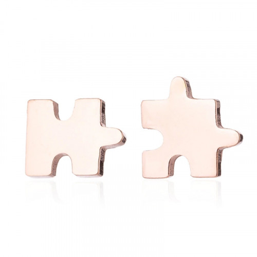 Pozlátené oceľové náušnice PUZZLE