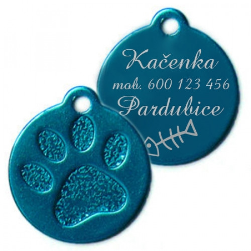 Hliníková psia známka labka malá
