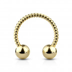 Zlatý piercing podkova vrúbkovná 1,2 x 8 mm